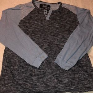 Broken Threads L/S Polo Shirt Blue and Green Large